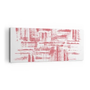 Impression sur toile - Image sur toile - Textures roses abstraites sur fond blanc - 120x50cm - La ville rouge - Décoration murale moderne pour le salon et la chambre ARTTOR