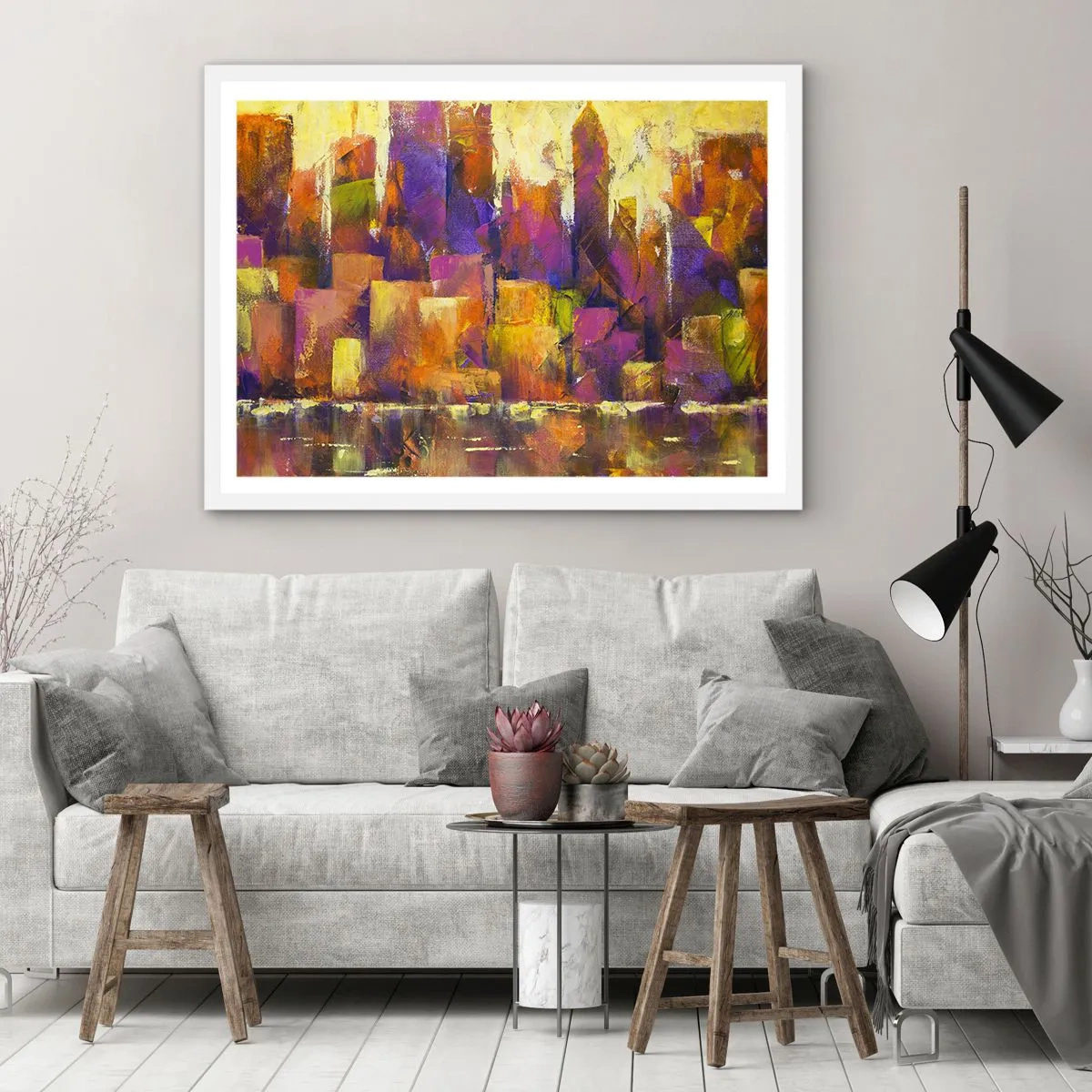 Affiche dans un cadre blanc - Poster - Composition métropolitaine - 70x50 cm