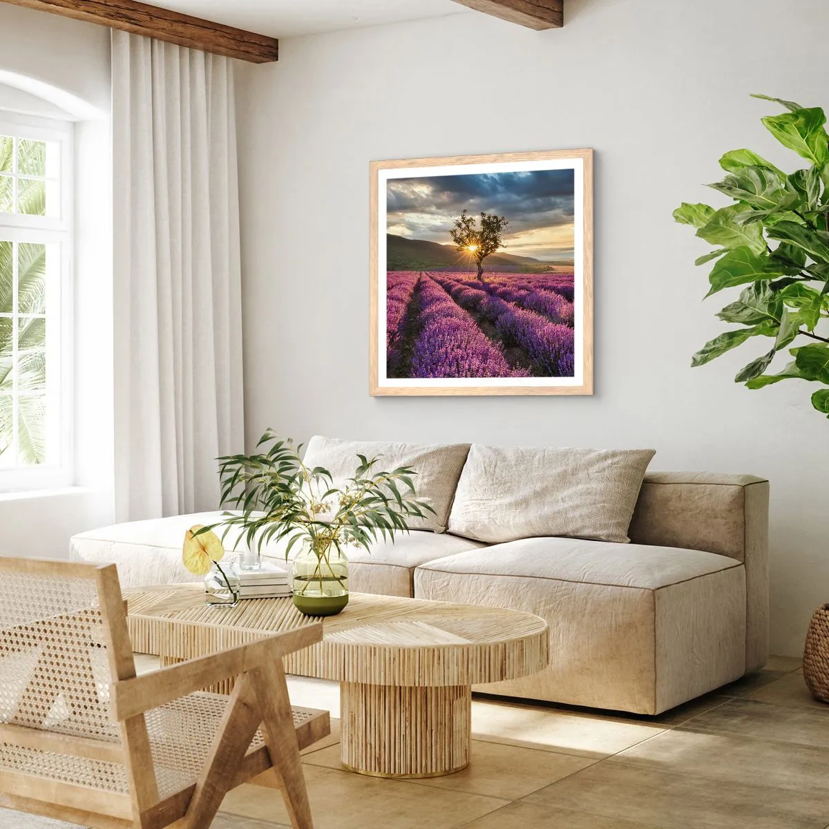 Affiche dans un chêne clair - Poster - Arôme de couleur lilas - 60x60 cm