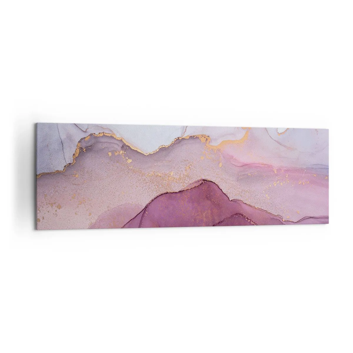 Impression sur toile - Image sur toile - Une composition abstraite dans des tons de violet et d'or. - 160x50cm - Vagues lilas et violettes - Décoration murale moderne pour le salon et la chambre ARTTOR