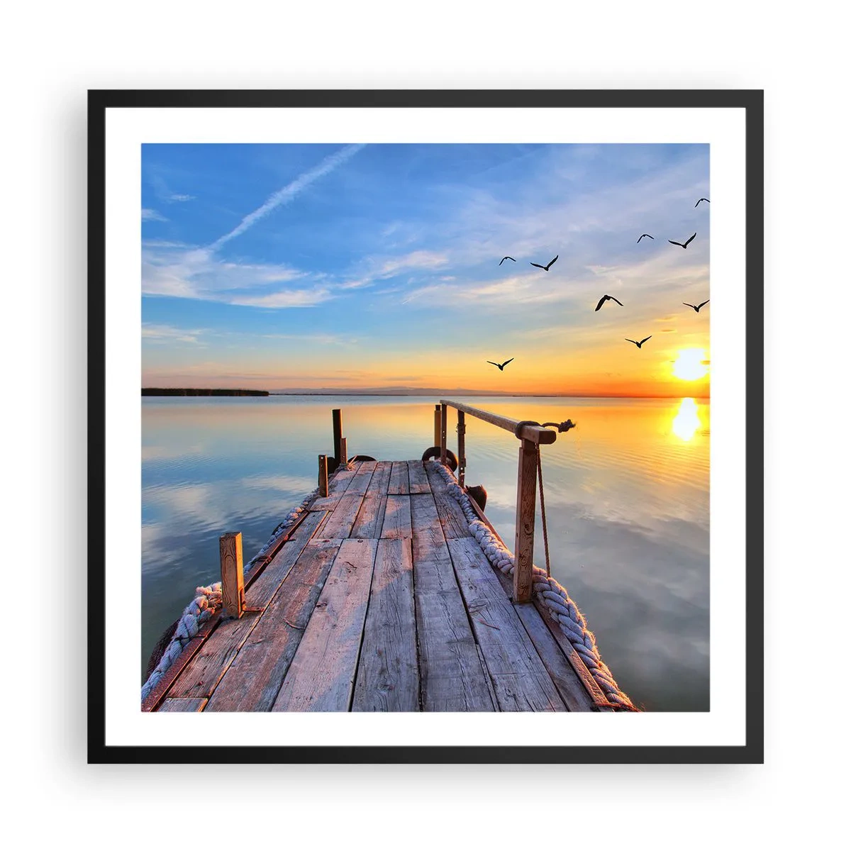 Affiche dans un cadre noir - Poster - Marcher droit vers le soleil - 60x60 cm