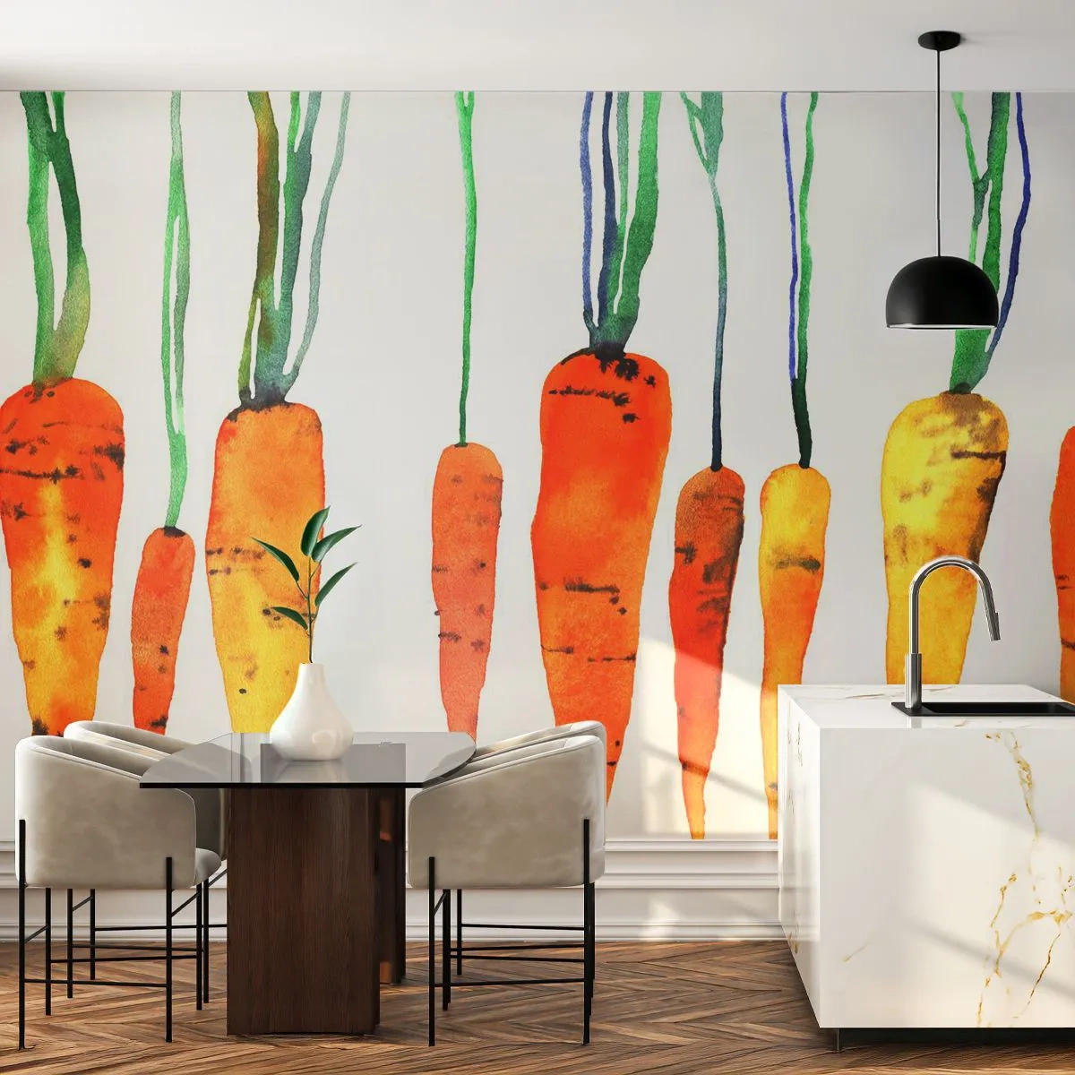 Papier Peint Photo Standard Eco - La beauté de l'ordinaire - La gastronomie, Carotte, Graphique - 400x280 cm