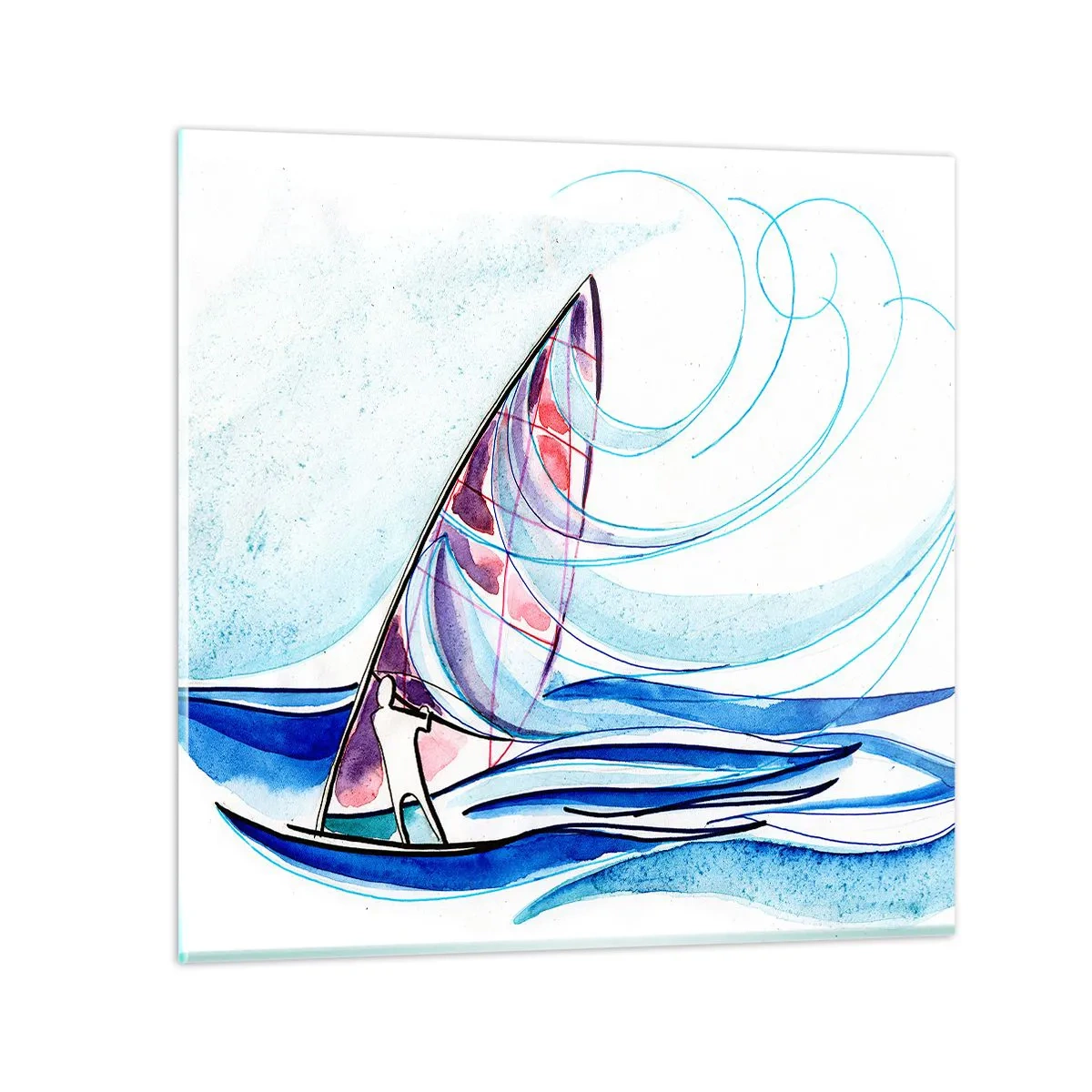Impression sur verre - Image sur verre - Avec le vent au rythme des vagues - 40x40 cm