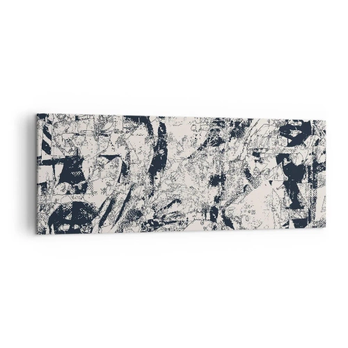 Impression sur toile - Image sur toile - Composition abstraite en noir et blanc avec une mise en page dynamique - 140x50cm - Interpénétration des contraires - Décoration murale moderne pour le salon et la chambre ARTTOR