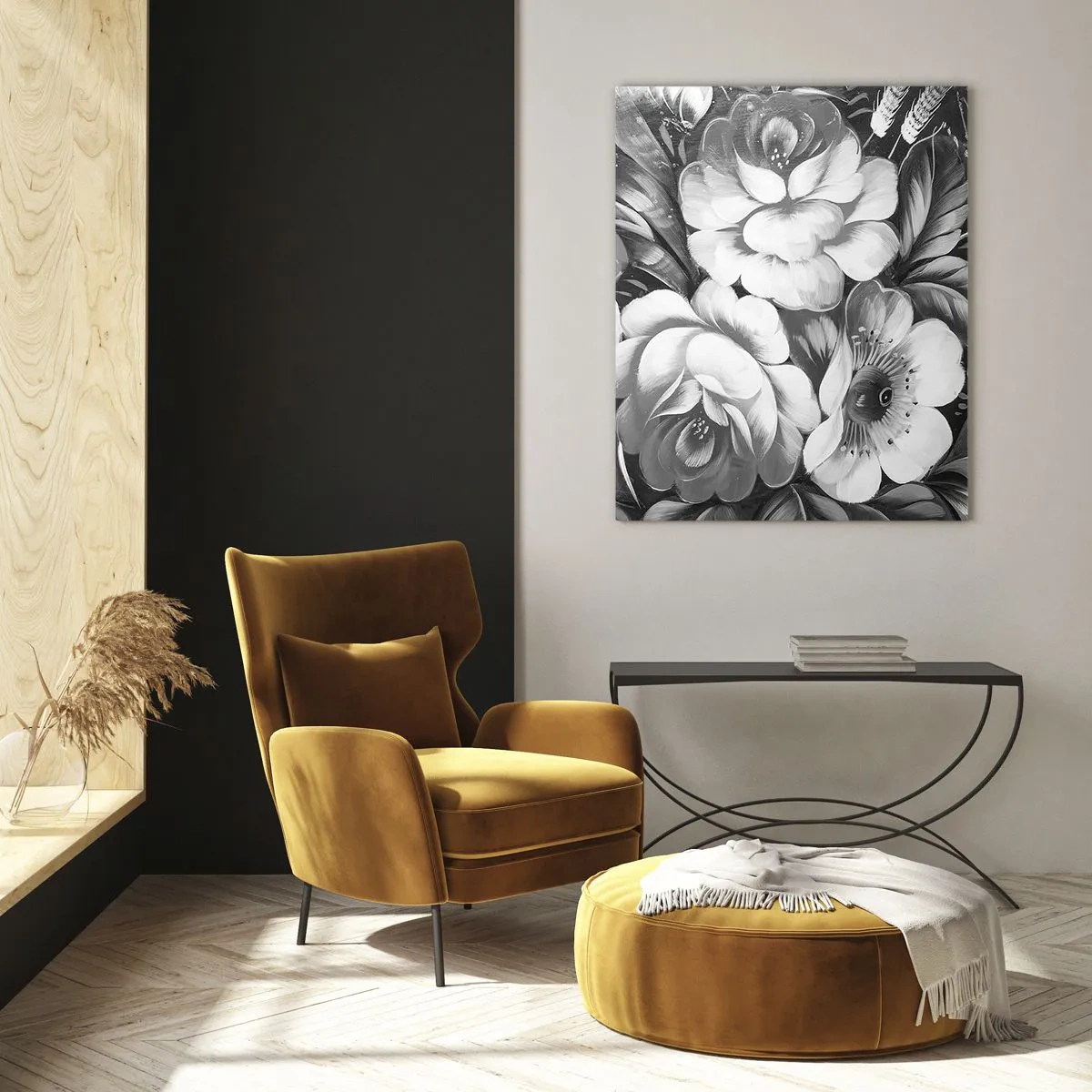 Impression sur verre - Image sur verre - Un élégant bouquet de fleurs dans des tons de gris - 50x70cm - Belle même en gris - Décoration murale moderne pour le salon et la chambre ARTTOR