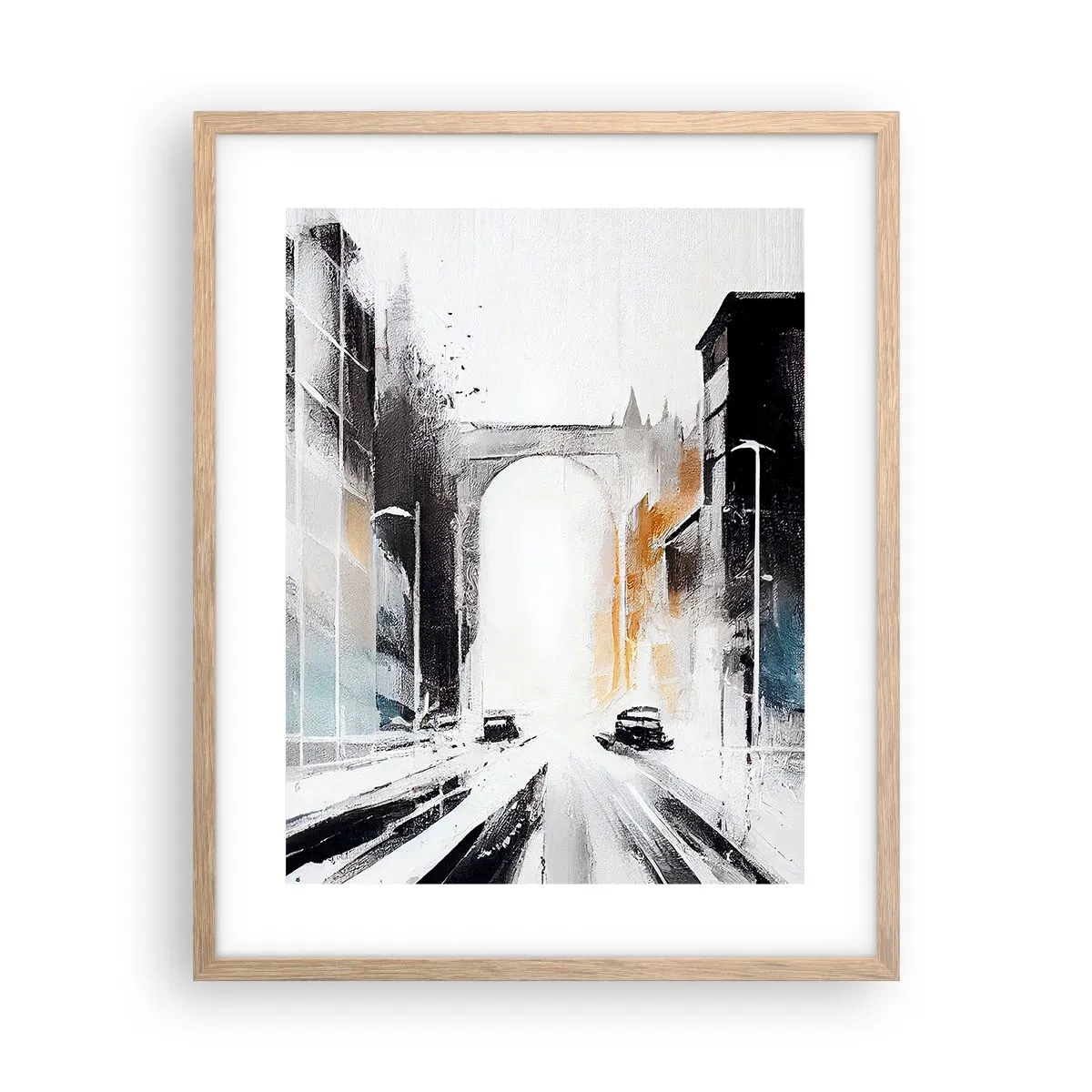 Affiche dans un chêne clair - Poster - Étude de ville : architecture et mouvement - 40x50 cm