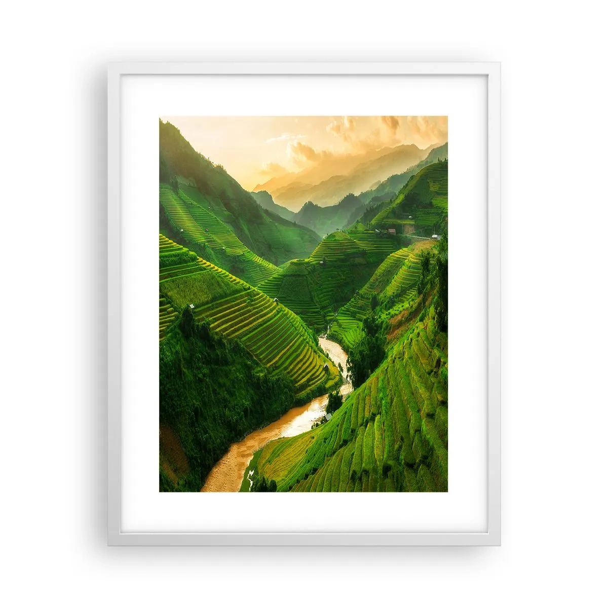 Affiche dans un cadre blanc - Poster - Vallée vietnamienne - 40x50 cm