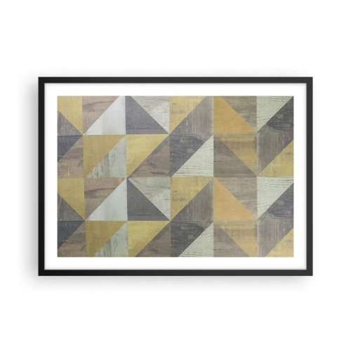 Affiche dans un cadre noir - Poster - Composition géométrique de triangles aux tons terreux - 70x50cm - Suivant l'angle du triangle - Décoration murale moderne pour le salon et la chambre ARTTOR