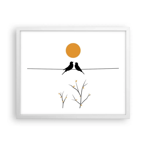 Affiche dans un cadre blanc - Poster - Soirée pour rossignols - 50x40 cm