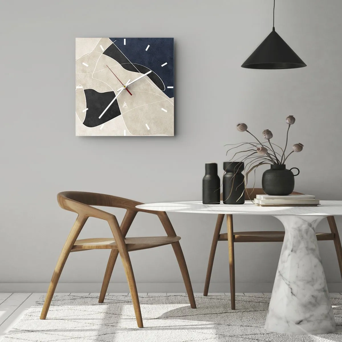 Horloge murale - Pendule murale - Composition abstraite - contraste de couleurs - 40x40 cm