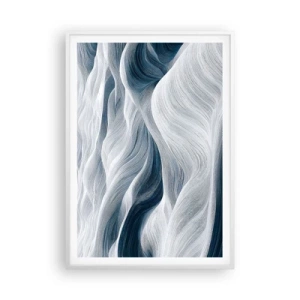 Affiche dans un cadre blanc - Poster - Vagues blanches et bleues - 70x100 cm