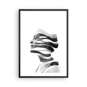 Affiche dans un cadre noir - Poster - Portrait noir et blanc d'une femme dans un style minimaliste - 50x70cm - Portrait surréaliste - Décoration murale moderne pour le salon et la chambre ARTTOR