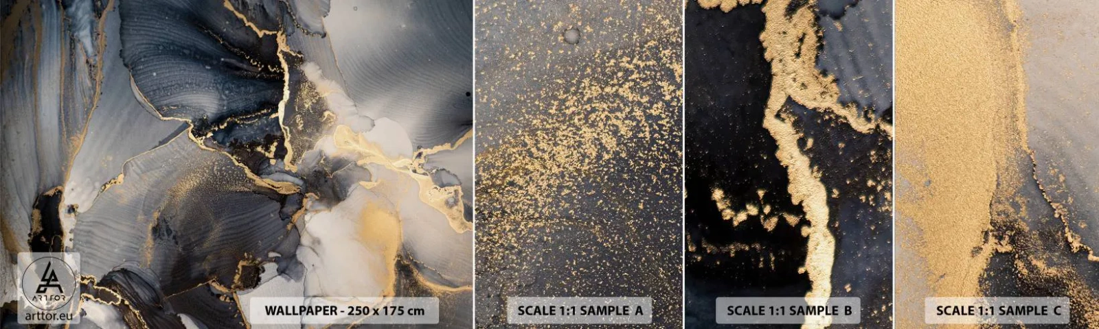 Échantillon de Papier Peint Autocollant Deluxe Sticker - La vie de la pierre - Abstraction, Morceau, Art moderne - 100x30 cm