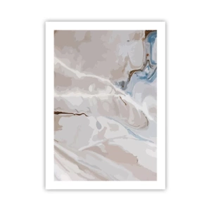 Affiche - Poster - Motif marbré dans des tons délicats de beige et de bleu - 50x70cm - Le bleu serpente sous le blanc - Décoration murale moderne pour le salon et la chambre ARTTOR