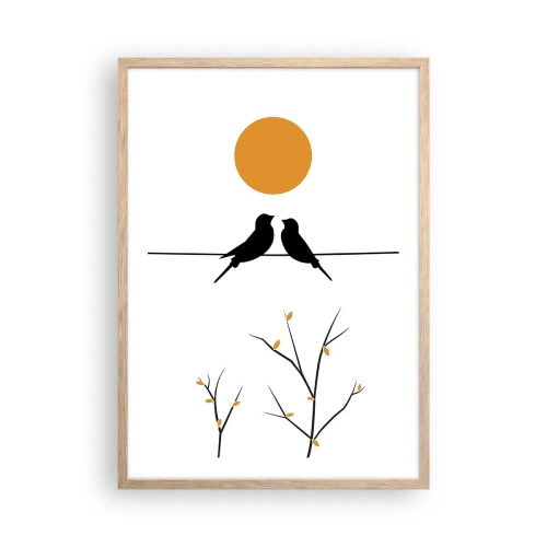 Affiche dans un chêne clair - Poster - Soirée pour rossignols - 50x70 cm