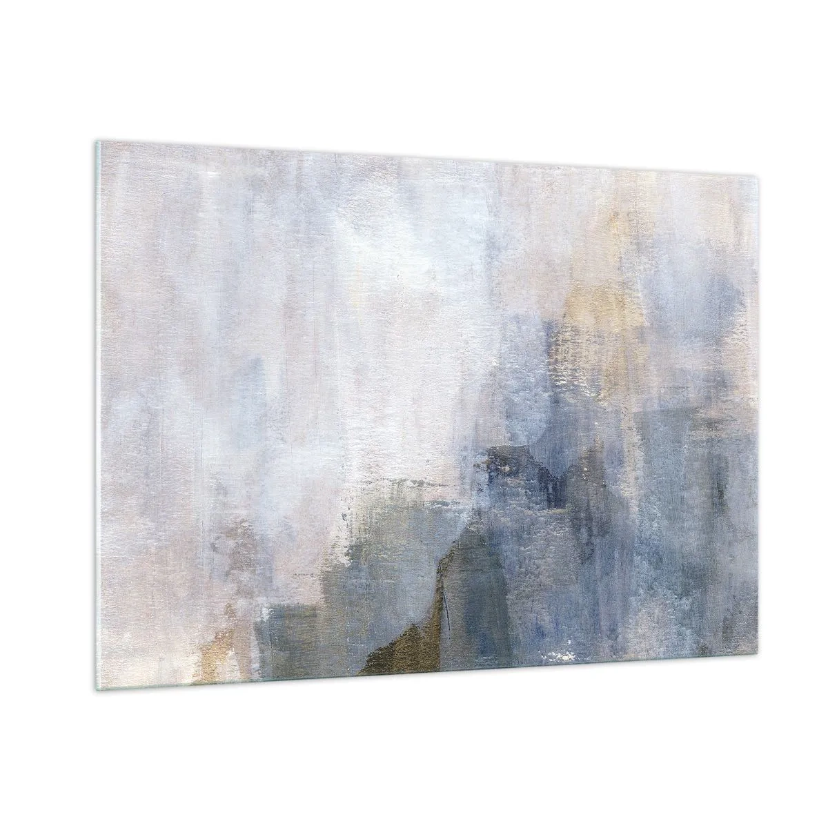 Impression sur verre - Image sur verre - Une composition abstraite dans des tons bleus et beiges froids. - 100x70cm - Tonalités et accords de couleur - Décoration murale moderne pour le salon et la chambre ARTTOR