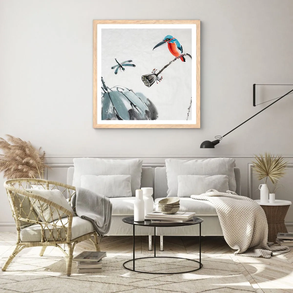 Affiche dans un chêne clair - Poster - La vie du champ - 60x60 cm