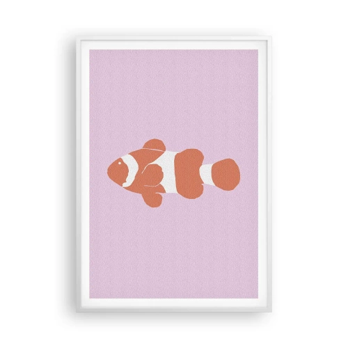 Affiche dans un cadre blanc - Poster - En corail sur le visage et la queue - 70x100 cm