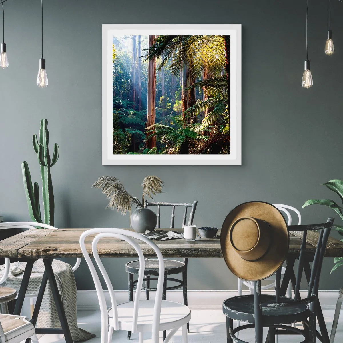 Affiche dans un cadre blanc - Poster - Fable de la forêt - 40x40 cm