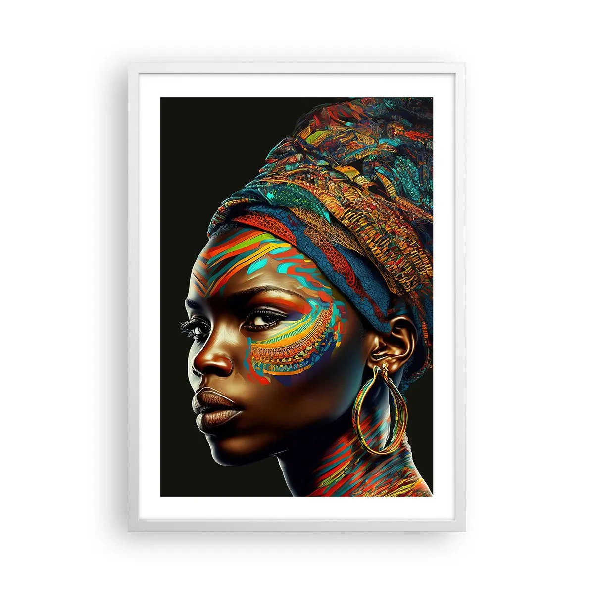Affiche dans un cadre blanc - Poster - reine africaine - 50x70 cm