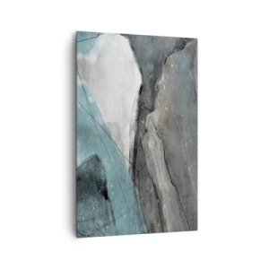 Impression sur toile - Image sur toile - Composition abstraite dans les tons de gris et de bleu - 80x120cm - Résumé : roches et glace - Décoration murale moderne pour le salon et la chambre ARTTOR
