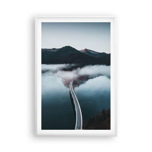 Affiche dans un cadre blanc - Poster - Sur une eau aussi lisse qu'un miroir - 61x91 cm