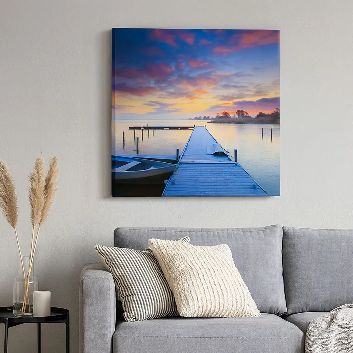 Impression sur toile - Image sur toile - Calme violet-doré - 30x30 cm