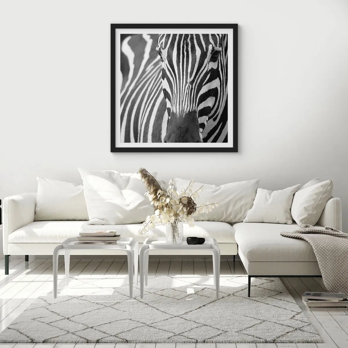 Affiche dans un cadre noir - Poster - Le monde est noir et blanc - 40x40 cm