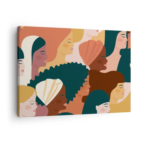 Impression sur toile - Image sur toile - Profils colorés de femmes aux styles variés - 70x50cm - Uniquement la féminité - Décoration murale moderne pour le salon et la chambre ARTTOR