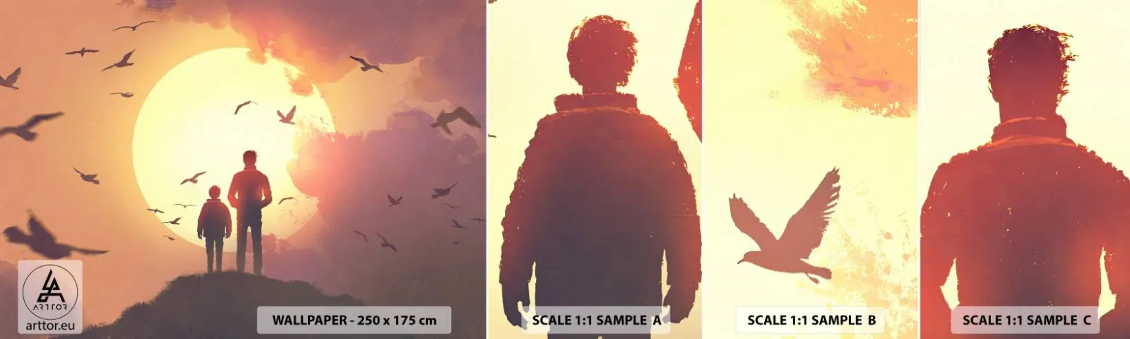 Échantillon De Papier Peint Standard Eco - Face à face avec le soleil - Abstraction, Fantaisie, Morceau - 100x30 cm