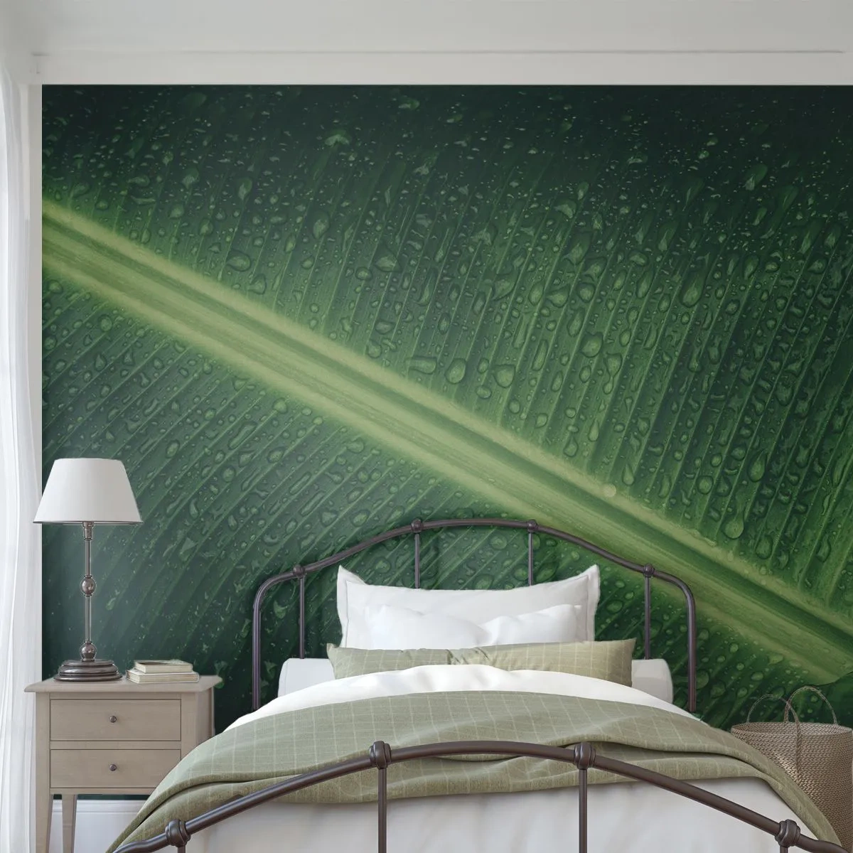 Papier Peint Photo Premium Sand - Structure de vert - Feuille verte, Plante tropicale, Morceau - 100x70 cm