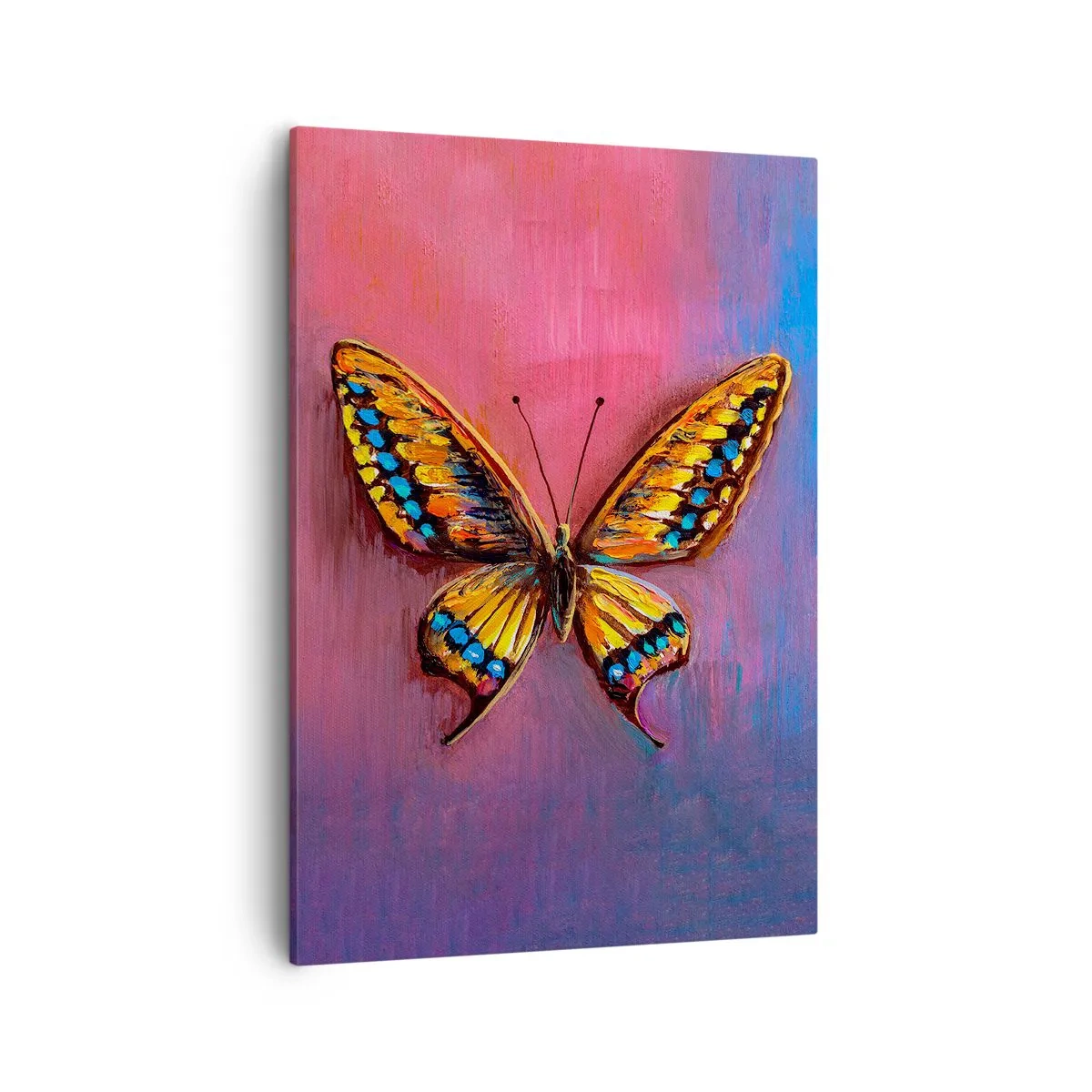 Impression sur toile - Image sur toile - Papillon coloré sur un fond abstrait - 50x70cm - Un joyau de la nature - Décoration murale moderne pour le salon et la chambre ARTTOR
