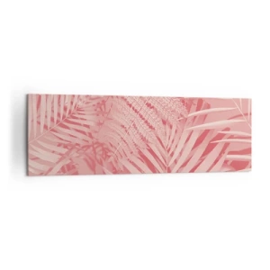 Impression sur toile - Image sur toile - Feuilles tropicales roses dans un style délicat et minimaliste - 160x50cm - Concept de rose - Décoration murale moderne pour le salon et la chambre ARTTOR