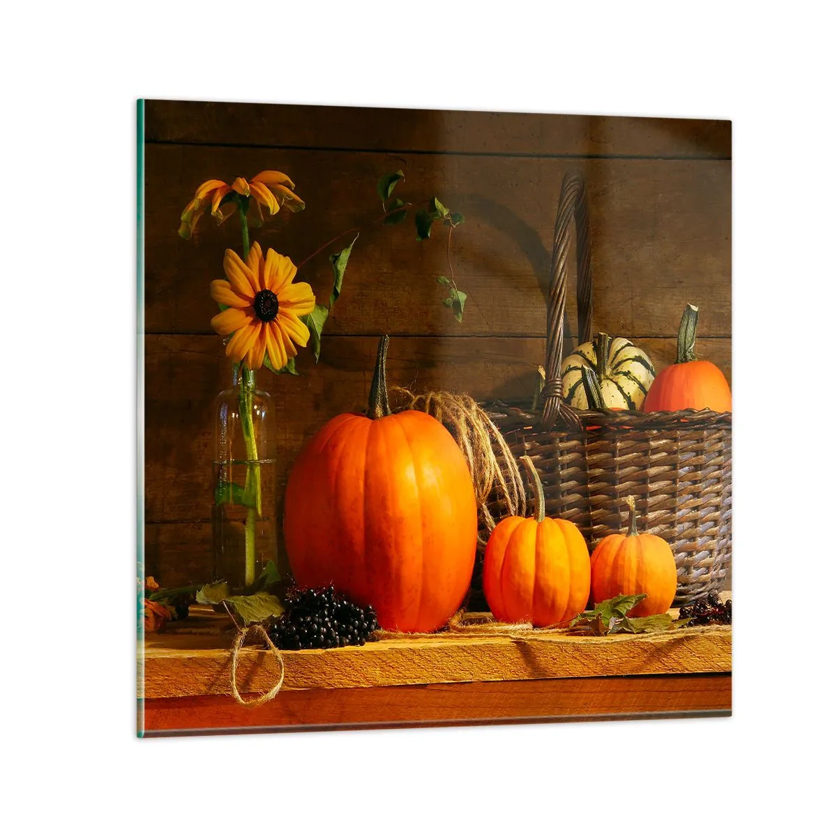 Impression sur verre - Image sur verre - Une composition rustique - cadeaux d'automne - 40x40 cm