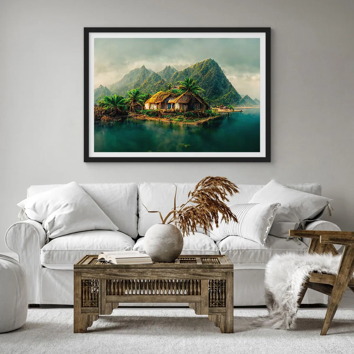 Affiche dans un cadre noir - Poster - Paradis tropical - 50x40 cm