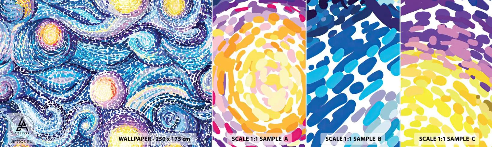 Échantillon de Papier Peint Autocollant Deluxe Sticker - D'après un tableau de van Gogh - Abstraction, Morceau, Peinture - 100x30 cm