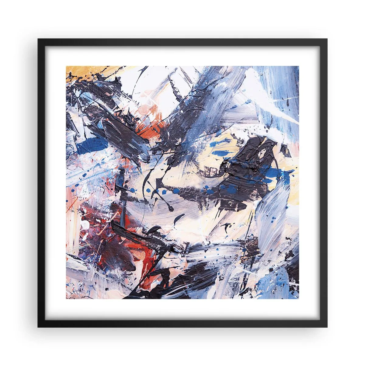 Affiche dans un cadre noir - Poster - La danse folle de l'abstrait - 50x50 cm