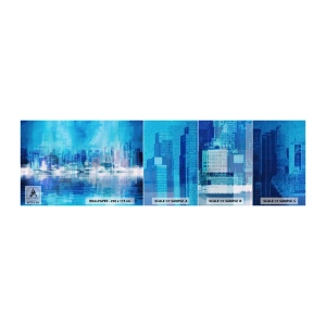 Échantillon De Papier Peint Standard Eco - Noyé dans le bleu - Abstraction, Ville, Architecture - 100x30 cm