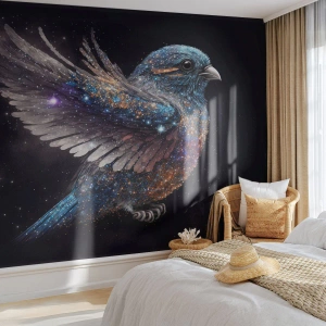 Papier Peint Photo Premium Canvas - Moineau de diamant - Oiseau, la magie, Cosmos - 250x175 cm