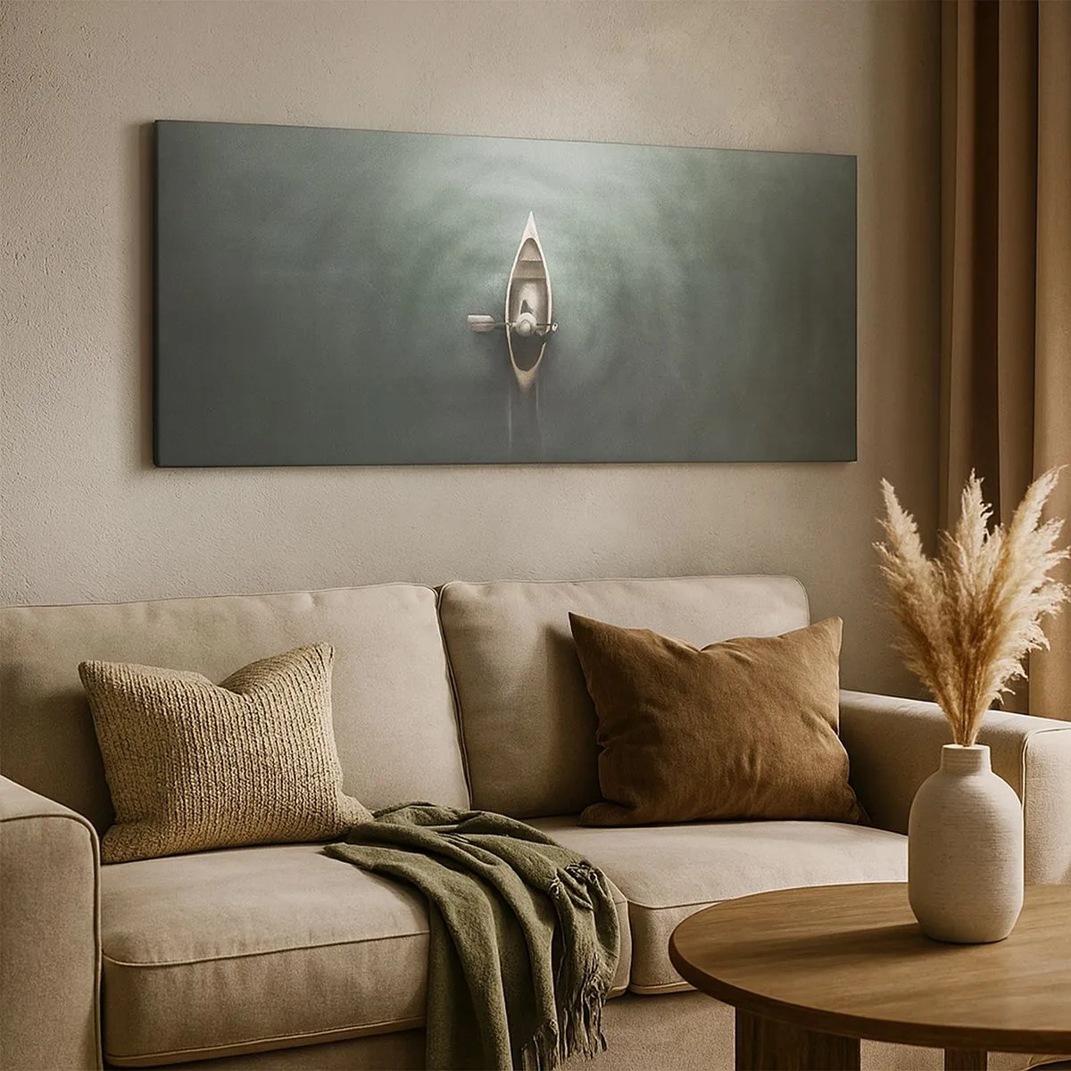 Impression sur toile - Image sur toile - À travers le lac de la lune - 100x40 cm