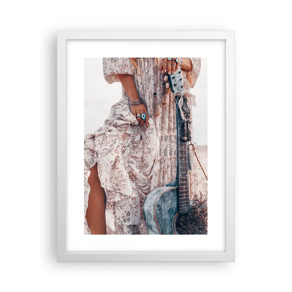 Affiche dans un cadre blanc - Poster - Enfant de fleur en route - 30x40 cm