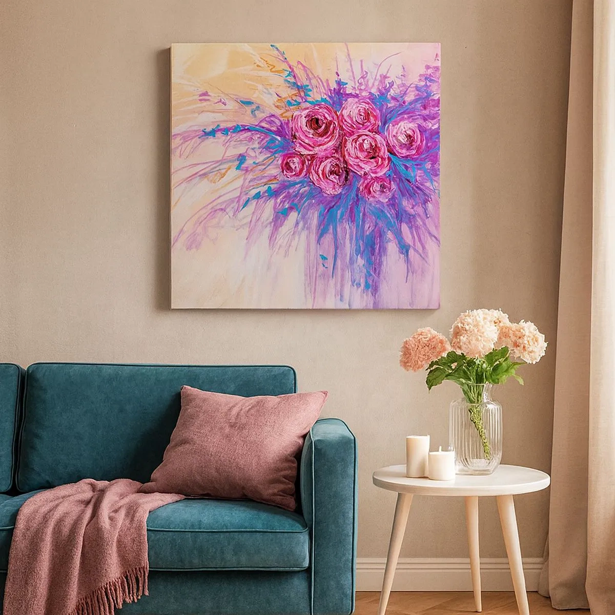 Impression sur toile - Image sur toile - Fontaine aux roses - 30x30 cm