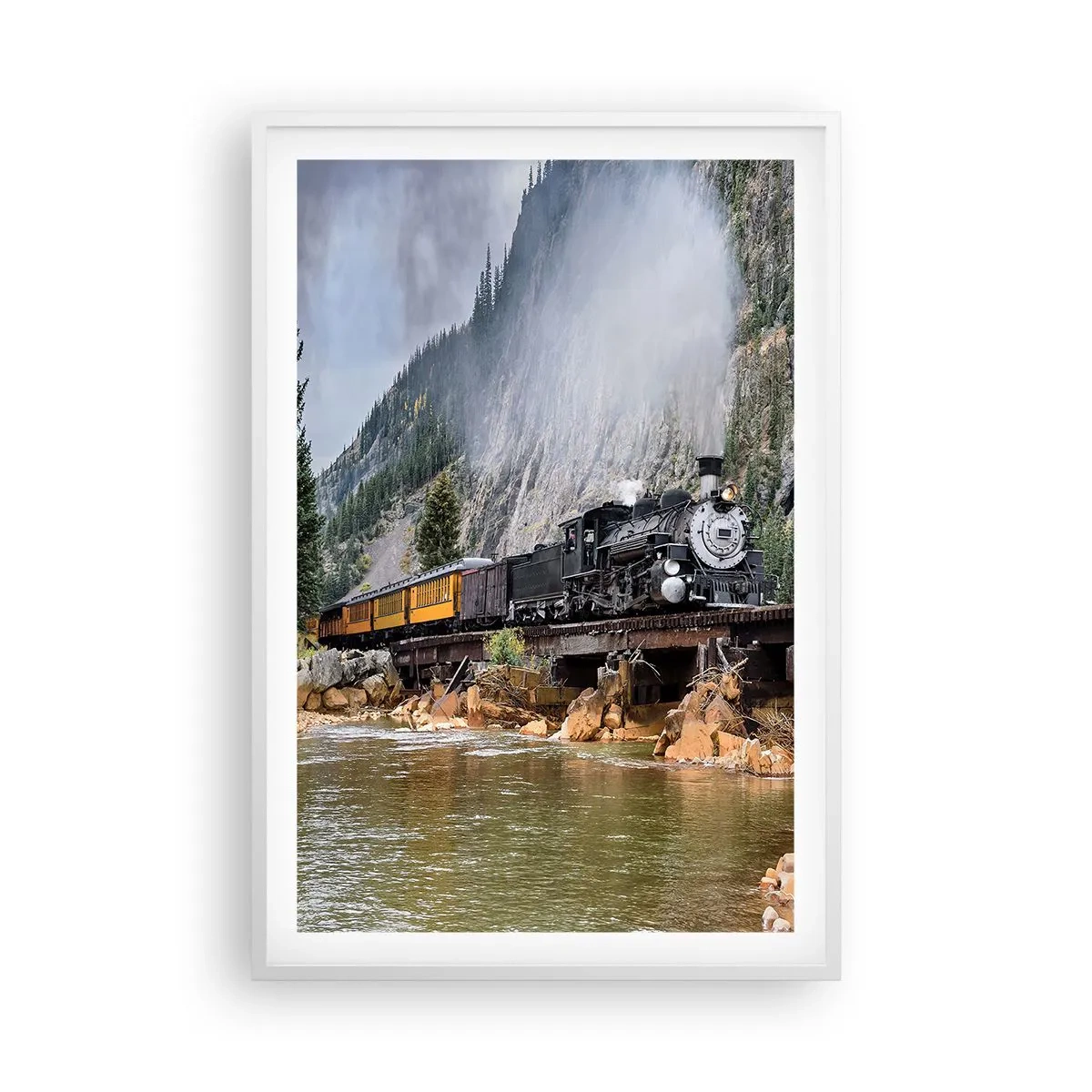 Affiche dans un cadre blanc - Poster - Et lui jusqu'où? Jusqu'où? - 61x91 cm