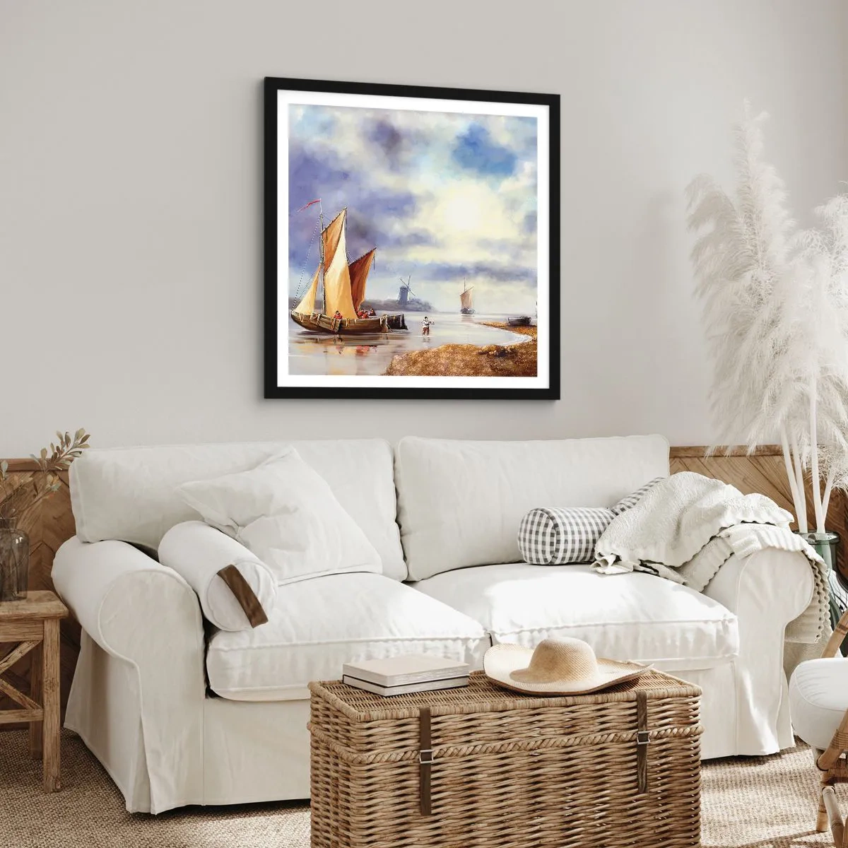 Affiche dans un cadre noir - Poster - Retour de marin - 60x60 cm