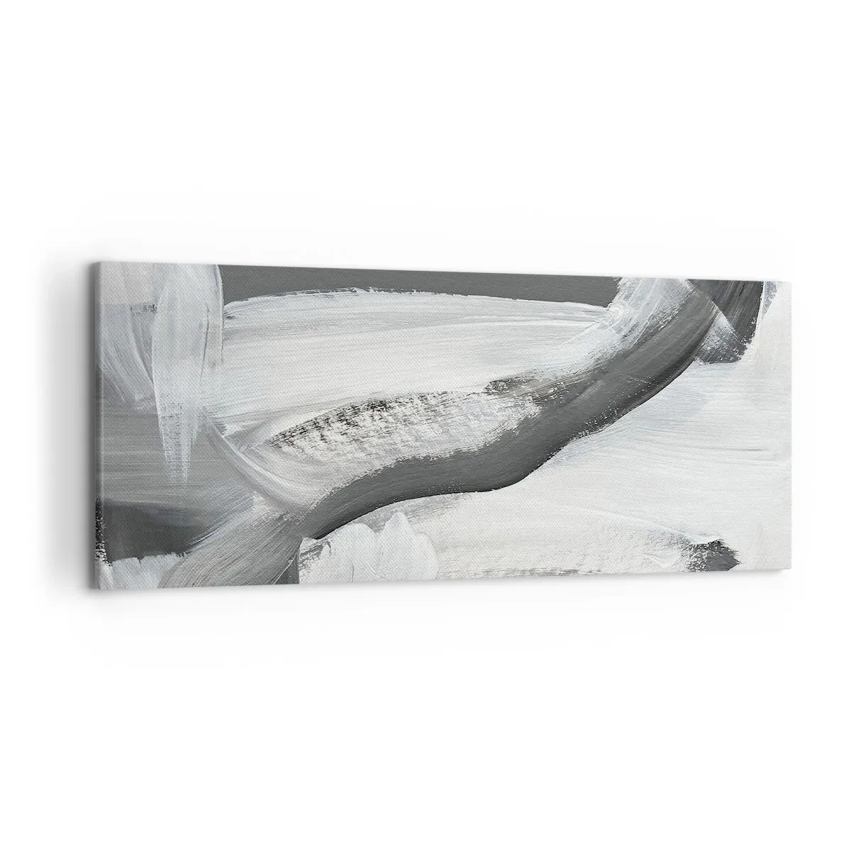 Impression sur toile - Image sur toile - Abstraction grise et blanche avec des lignes dynamiques - 120x50cm - Un geste décisif - Décoration murale moderne pour le salon et la chambre ARTTOR