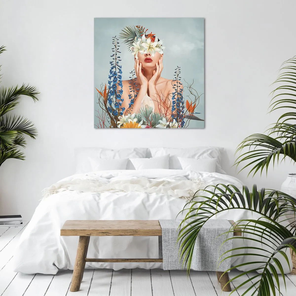 Impression sur toile - Image sur toile - Femme - fleur - 50x50 cm