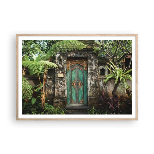 Affiche dans un chêne clair - Poster - Porte vers un monde exotique - 100x70 cm