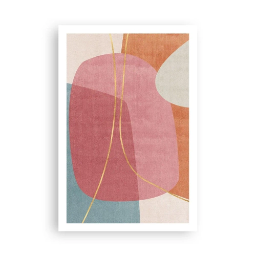 Affiche - Poster - Composition pastel au fil d'or - 61x91 cm