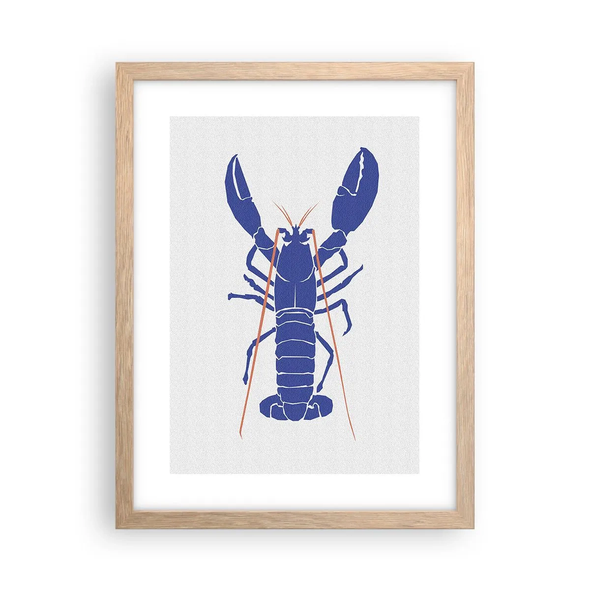 Affiche dans un chêne clair - Poster - Homard exquis en bleu marine - 30x40 cm
