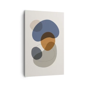 Impression sur toile - Image sur toile - Formes abstraites colorées dans des tons de bleu et de marron - 80x120cm - Gouttes de couleur - Décoration murale moderne pour le salon et la chambre ARTTOR